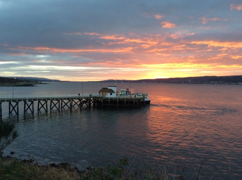 Views for Kilcreggan Pier during sunset.